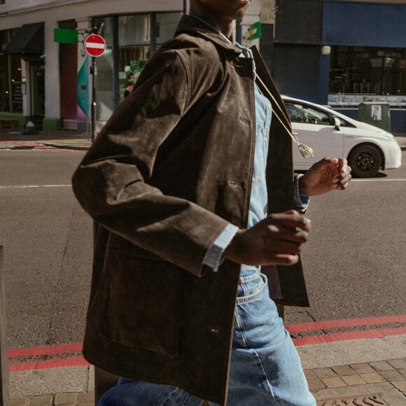 ZARA WOMAN FW25 DARK KHAKI 100% SUEDE JACKET SMALL - Picture 4 of 8